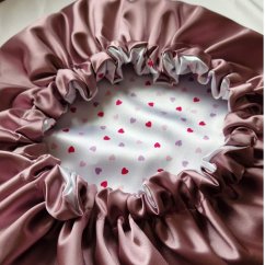 Satin bonnet HEART with purple
