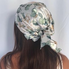 Satin scarf with GOLD LEAVES