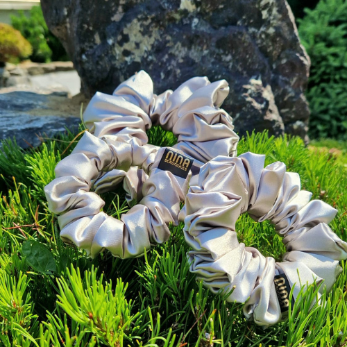 Satin scrunchie SILVER - Size: M