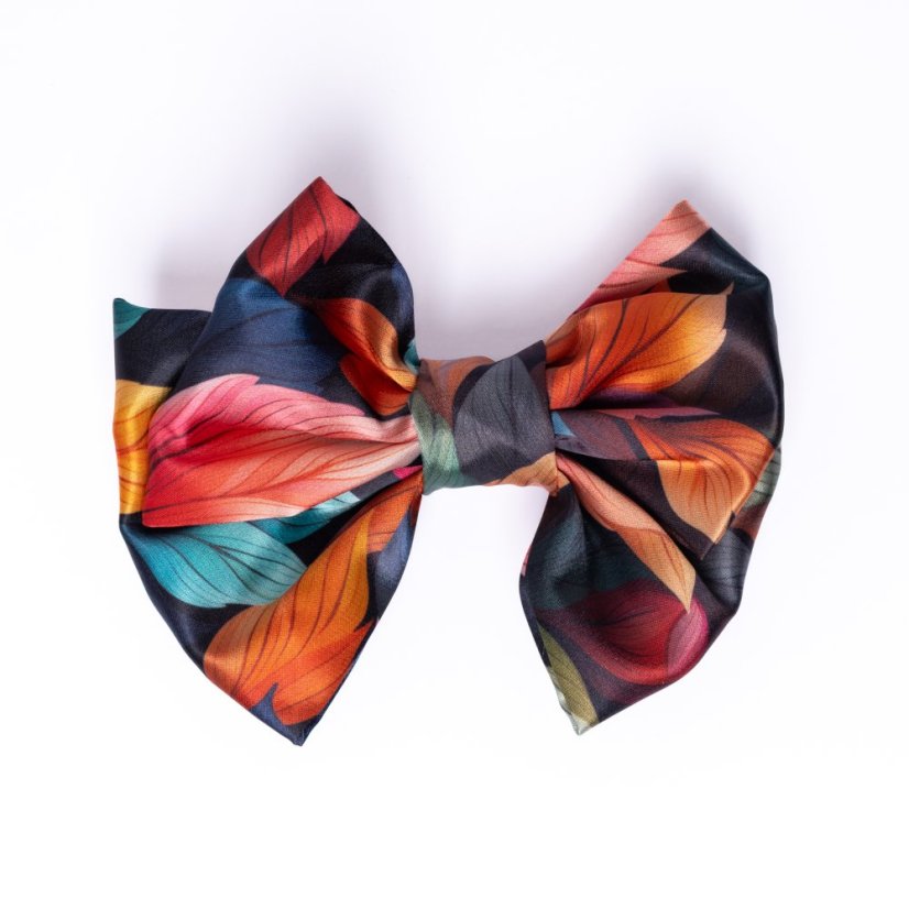 Satin hair bow Autumn leaves small