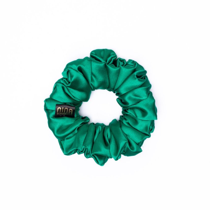 Satin hair scrunchie GREEN - Size: M