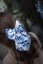 Satin hair bow BLUE FLOWERS