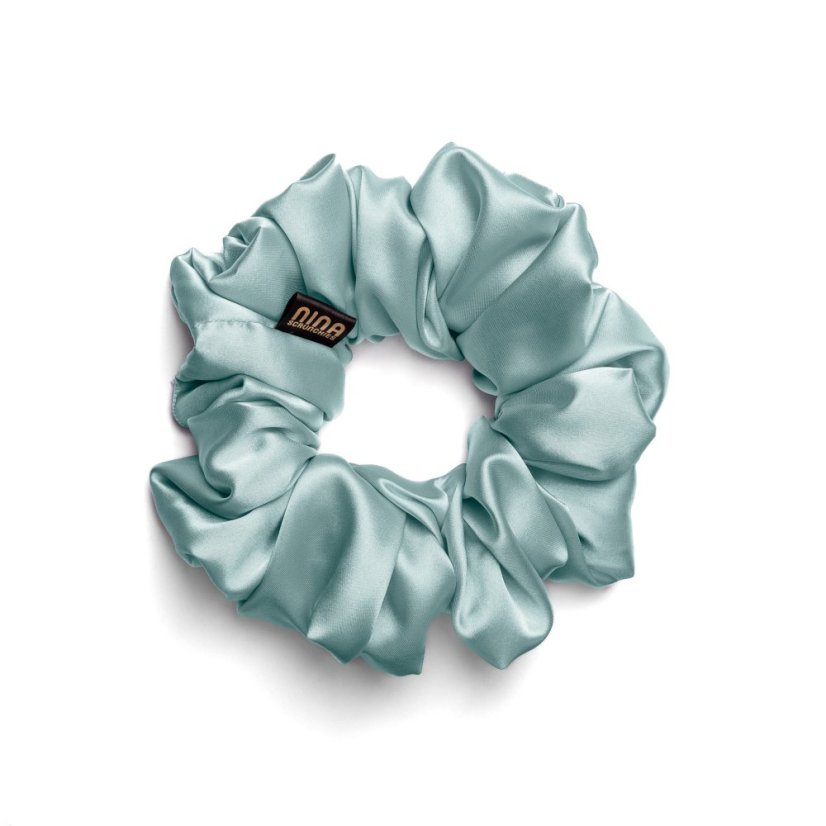 Satin hair scrunchie GREY BLUE - Size: XL