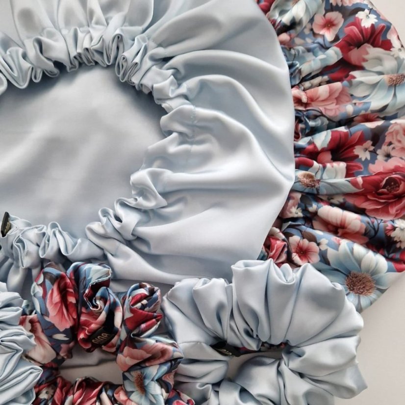 Satin sleep bonnet TALLI - BLUE-GREYISH