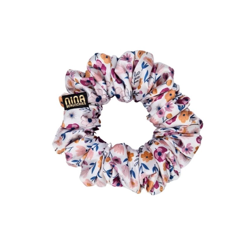 Satin hair scrunchie Golden Petite Bloom - Size: M