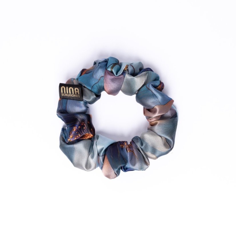 Satin hair scrunchie Marble Floral - Size: XL