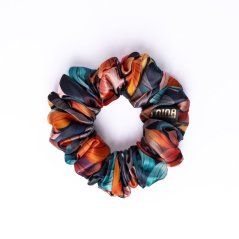 Saténová gumička  scrunchie JESENNÉ LISTY