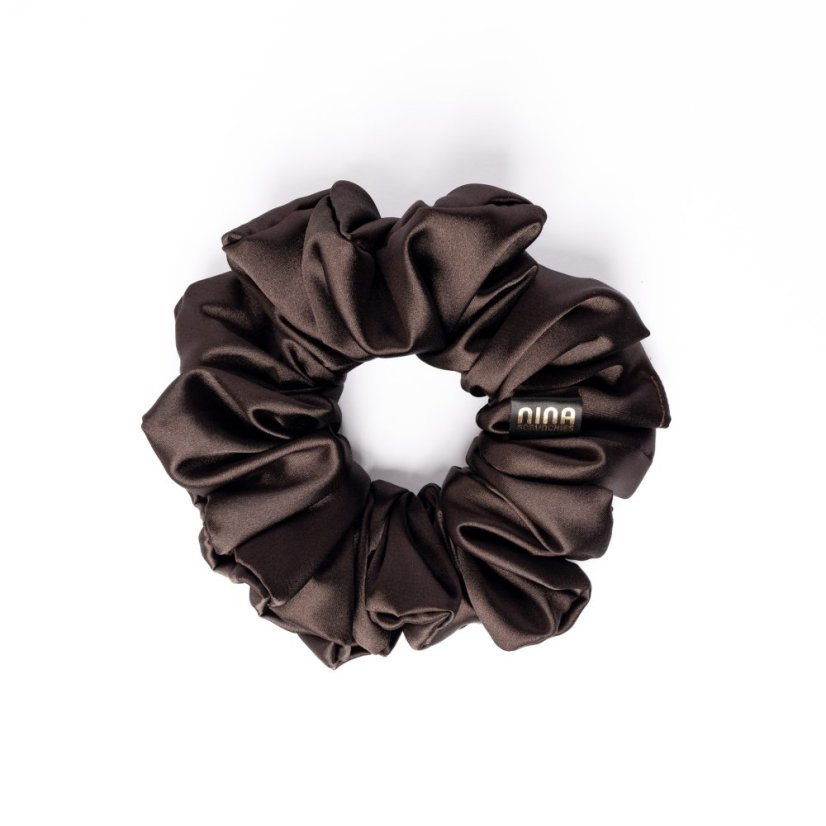 Satin scrunchie BROWN - Size: M