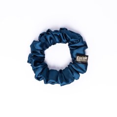 Saténová gumička do vlasov scrunchie  MODROPETROLEJOVÁ