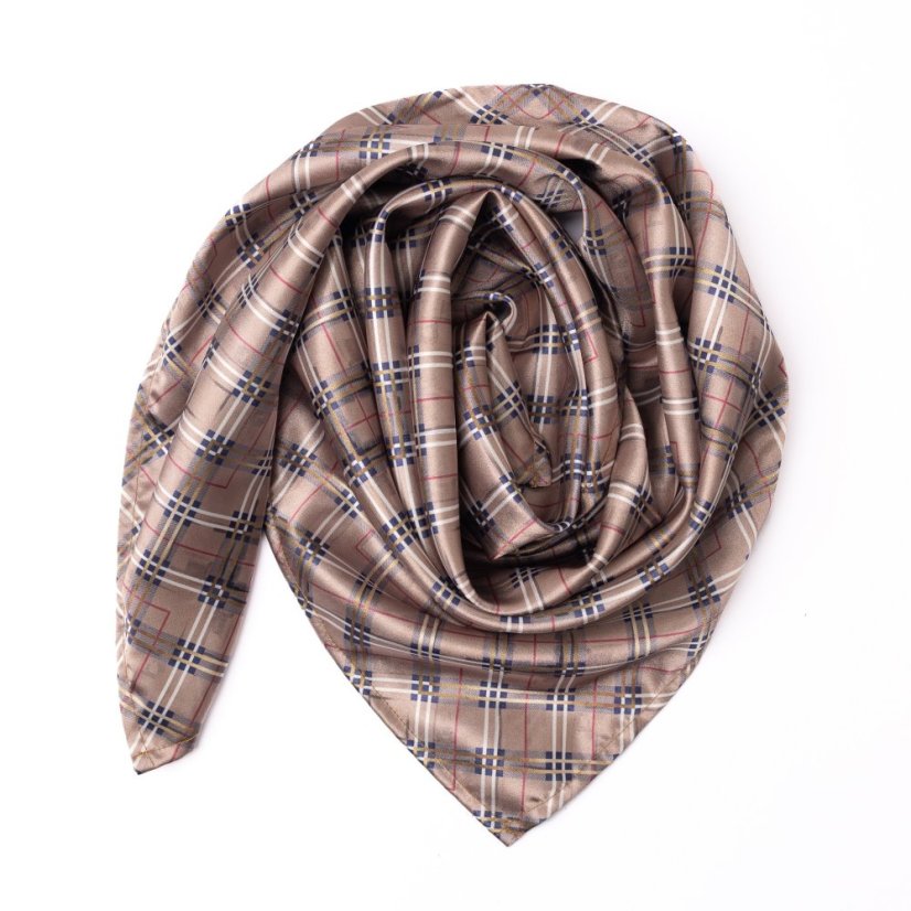 Satin scarf Brown Plaid