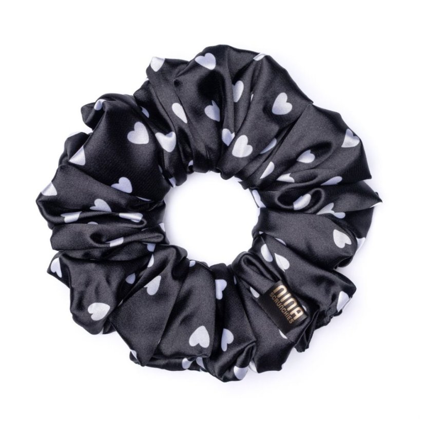 Satin scrunchie BLACK HEART - Size: M