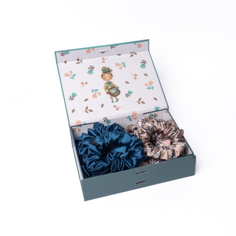 Satin hair scrunchie Brown Plaid - Size: M