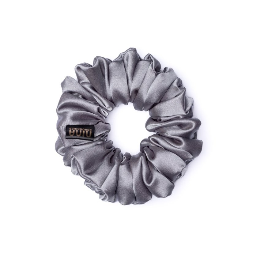 Satin hair scrunchie GREY - Size: M