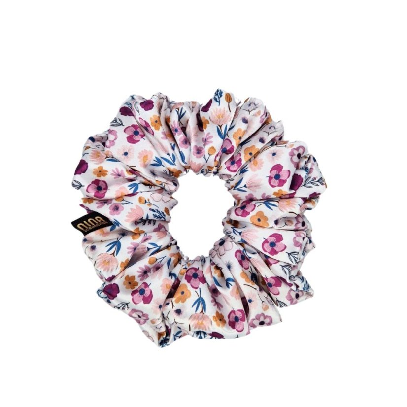 Satin hair scrunchie Golden Petite Bloom - Size: M
