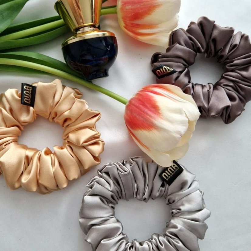Satin scrunchie BROWN - Size: M