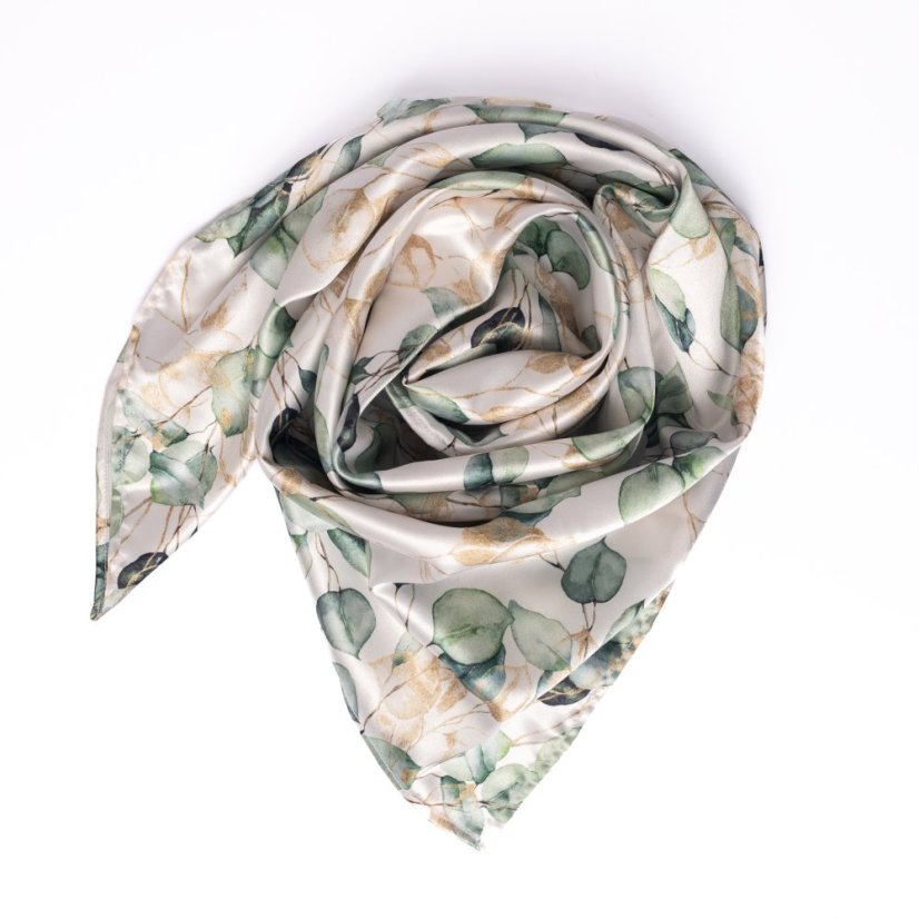 Satin scarf with GOLD LEAVES