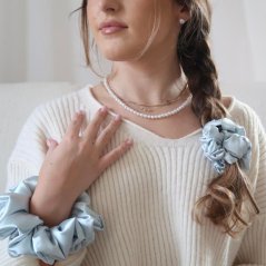 Satin hair scrunchie GREY BLUE