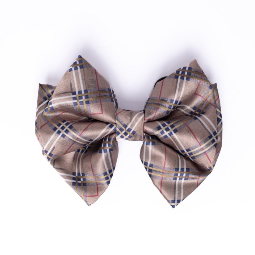 Saténová mašľa do vlasov hnedé KÁRO malá