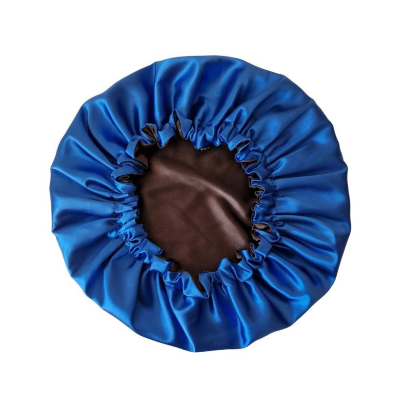 Satin bonnet BLUE - BROWN - Size: XL