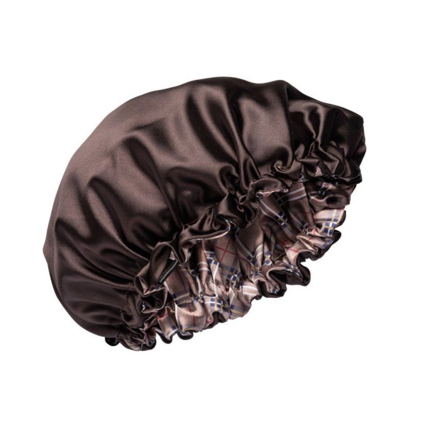 Satin bonnet Brown Plaid - Size: S