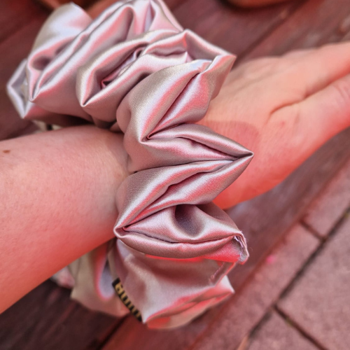 Satin scrunchie SILVER - Size: M