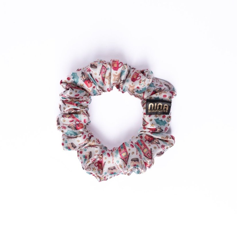 Saténová gumička do vlasov Vianoce veľkosť S
