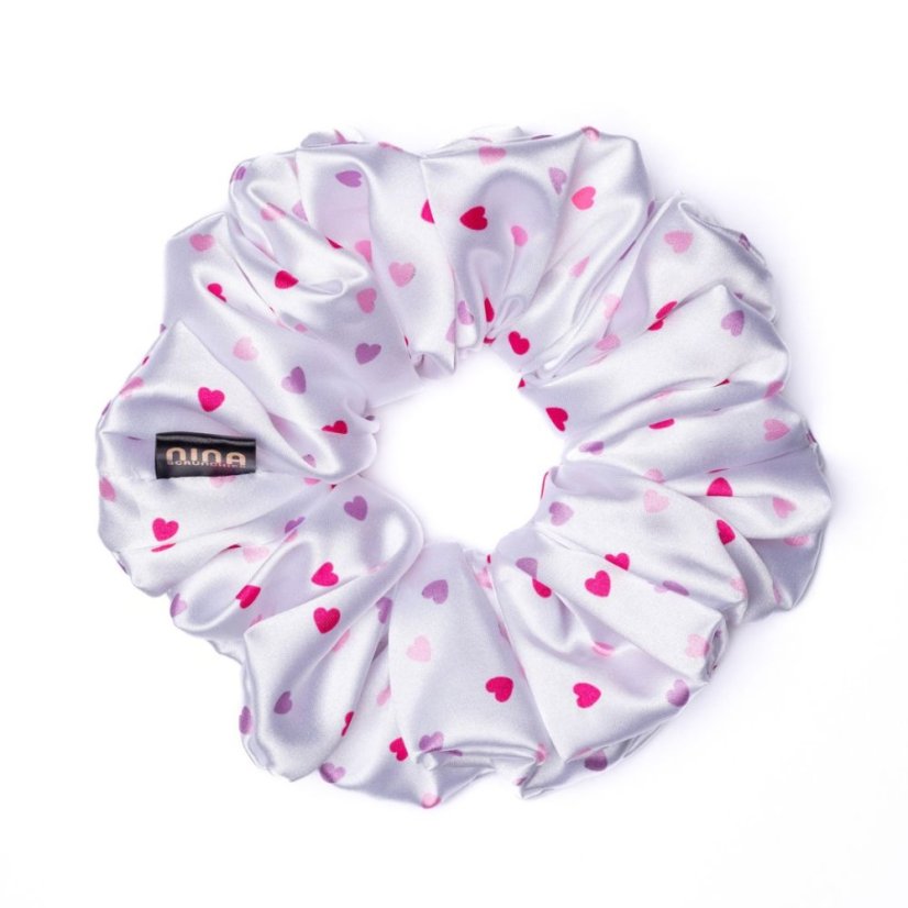 Satin hair scrunchie HEART - Size: M