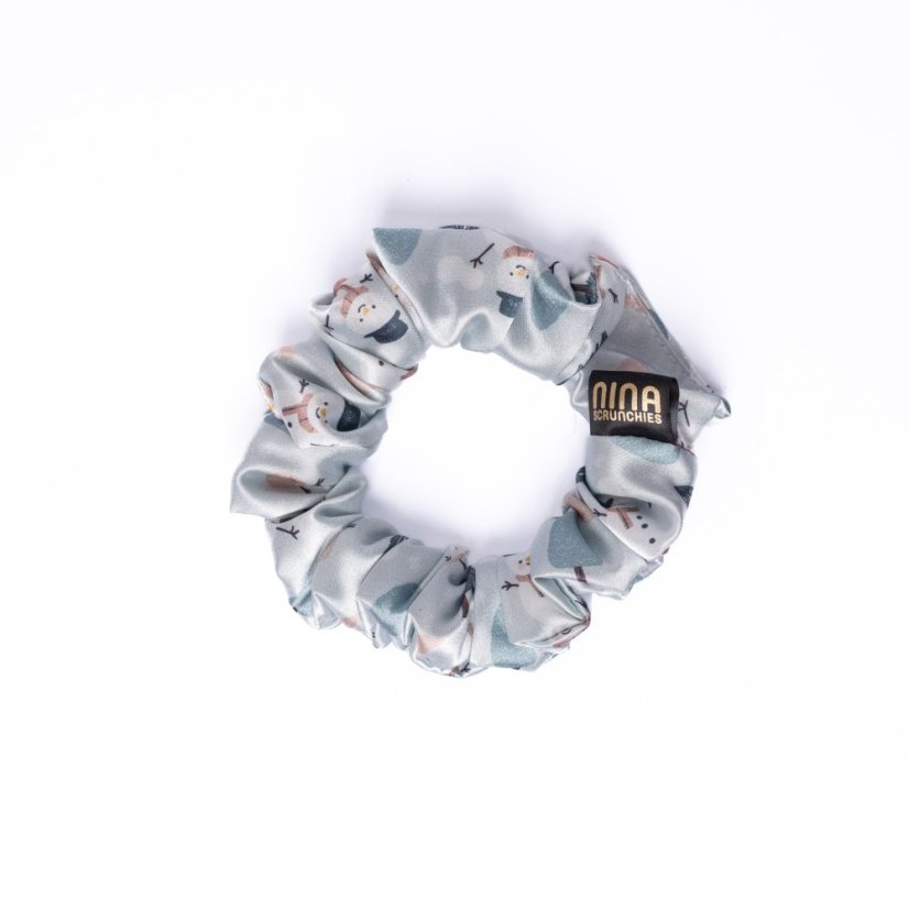Satin hair scrunchie Snowman - Size: S