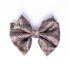 Saténová mašľa do vlasov hnedé KÁRO malá