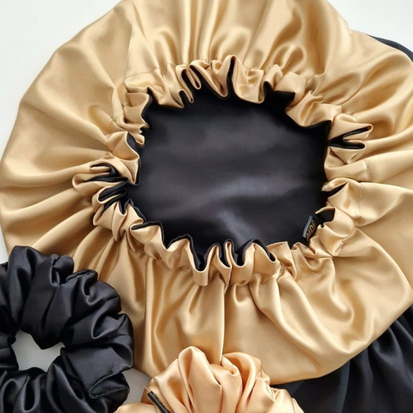 Satin bonnet GOLD-BLACK - Size: M