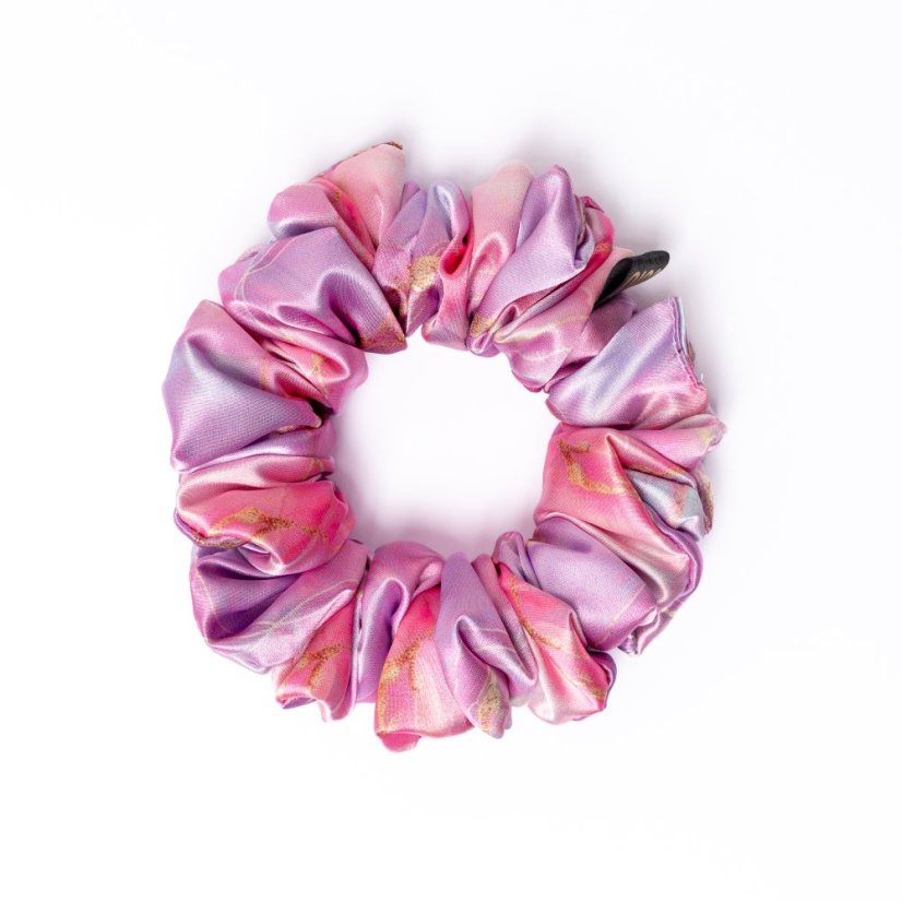 Satin hair scrunchie Marble Rose - Size: M