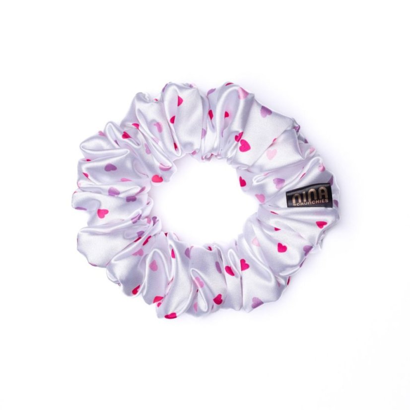 Satin hair scrunchie HEART - Size: M