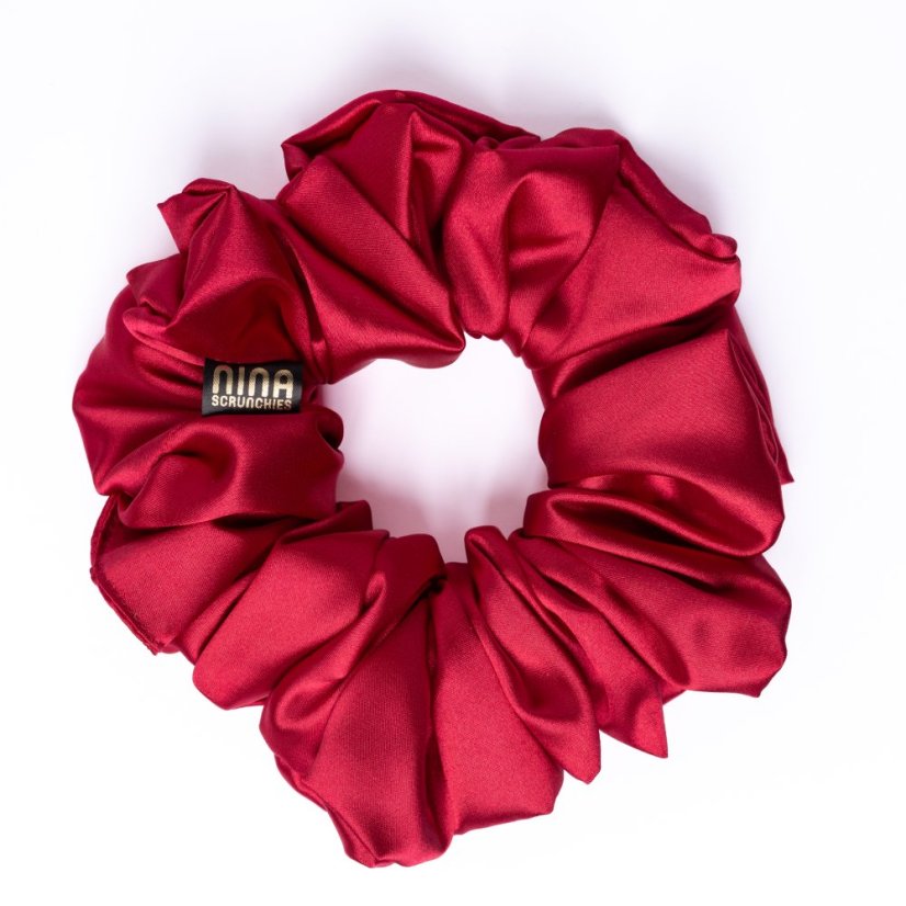 Saténová gumička  scrunchie ČERVENÁ - Veľkosť: S
