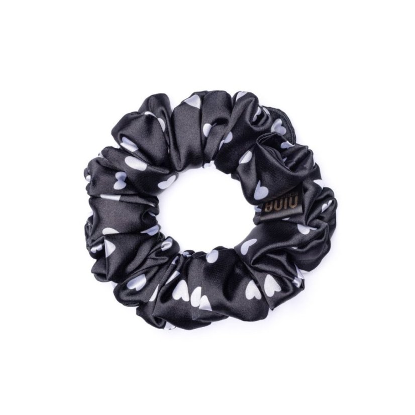Satin scrunchie BLACK HEART - Size: M