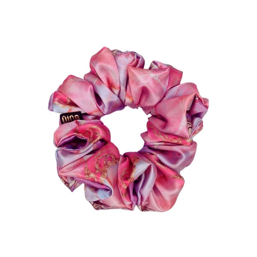 Satin hair scrunchie Marble Rose - Size: M