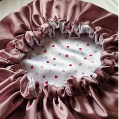 Satin bonnet HEART with purple