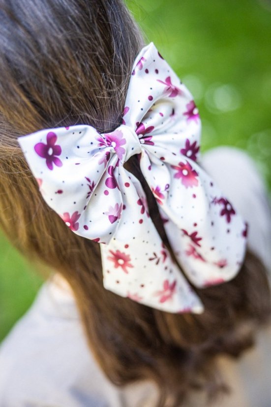 Satin hair bow VELVET FLORA