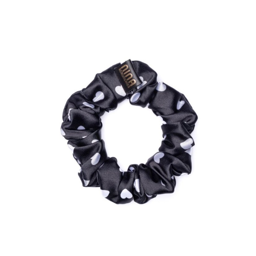 Satin scrunchie BLACK HEART - Size: M