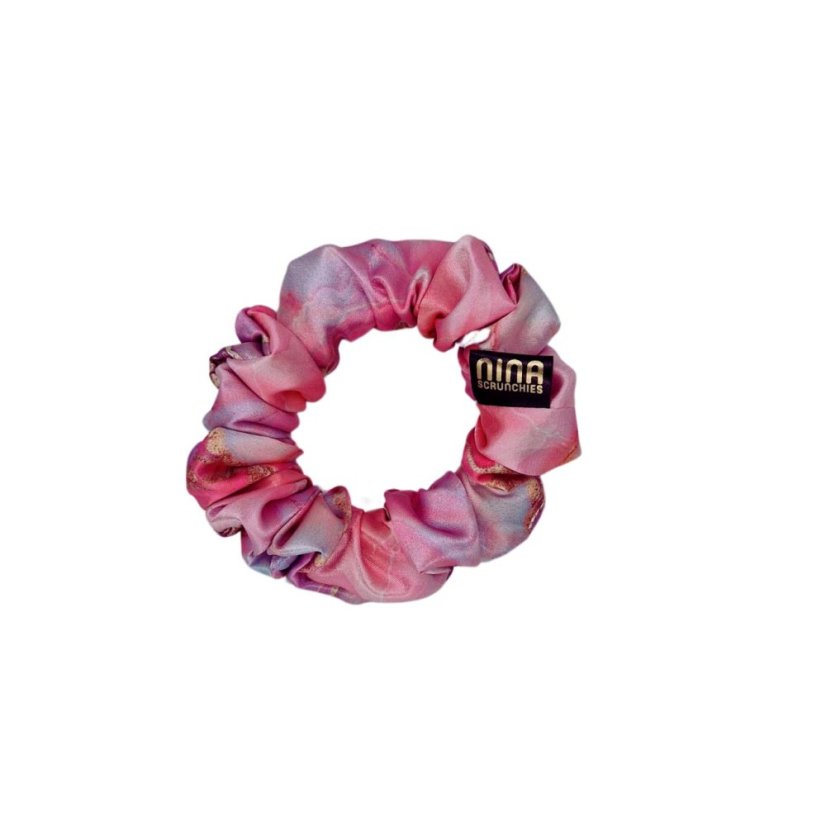Satin hair scrunchie Marble Rose - Size: M