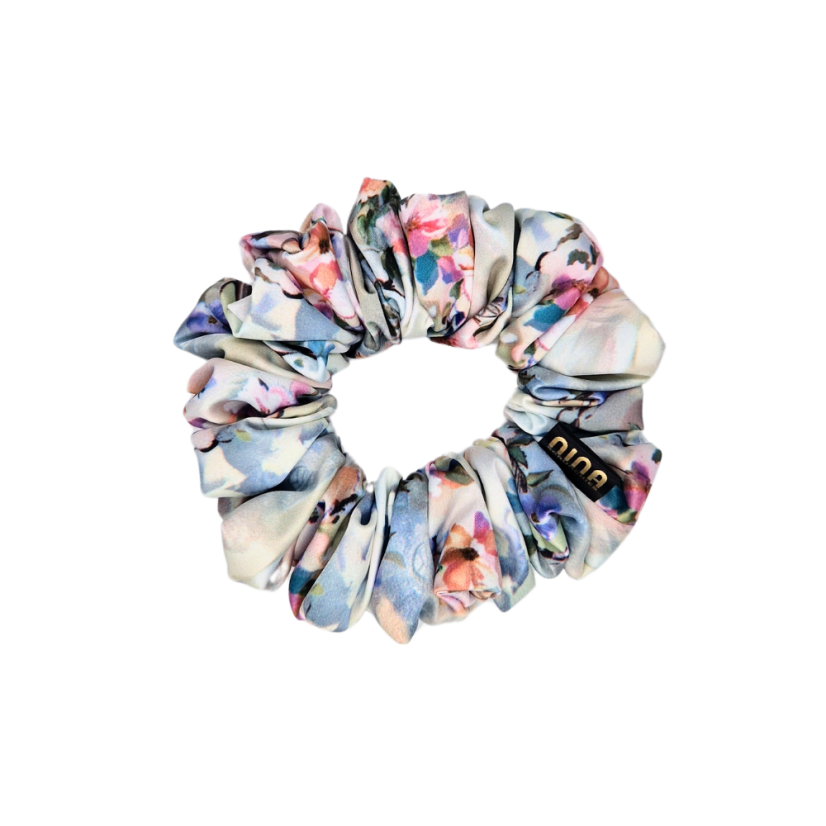 Satin hair scrunchie FLOWER - Size: M