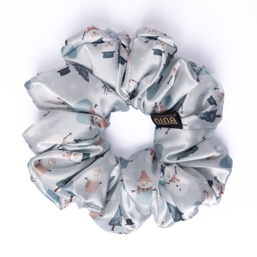 Saténová gumička do vlasov Snehuliak veľkosť XL
