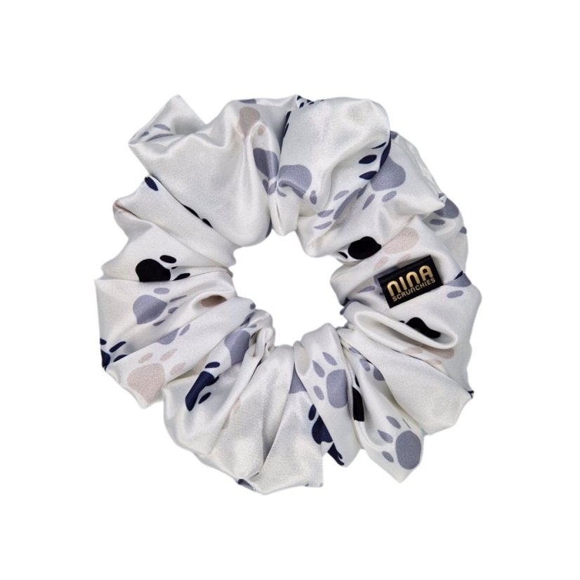 Satin hair scrunchie Golden Dog Paw - Size: S
