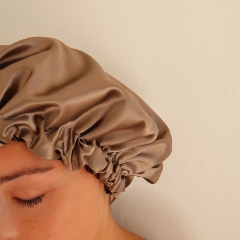 Čiapka na spanie saténová MOKA - Veľkosť: XL