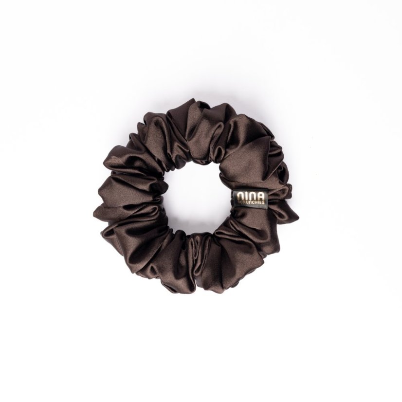 Satin scrunchie BROWN - Size: M