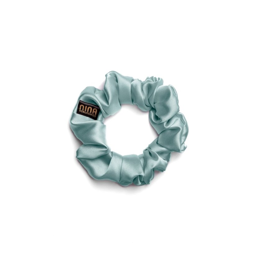 Satin hair scrunchie GREY BLUE - Size: XL