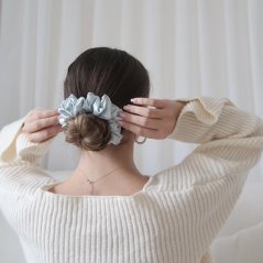 Satin hair scrunchie GREY BLUE