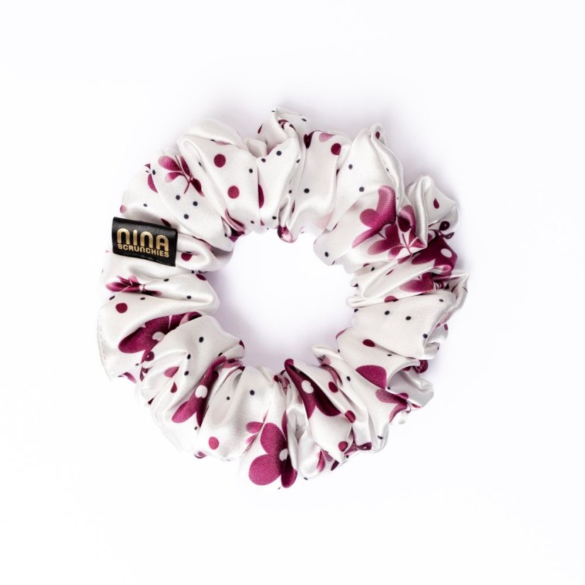 Satin hair scrunchie Marble Velvet Flora - Size: XL