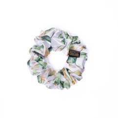 Satin hair scrunchie GOLDEN LEAVES