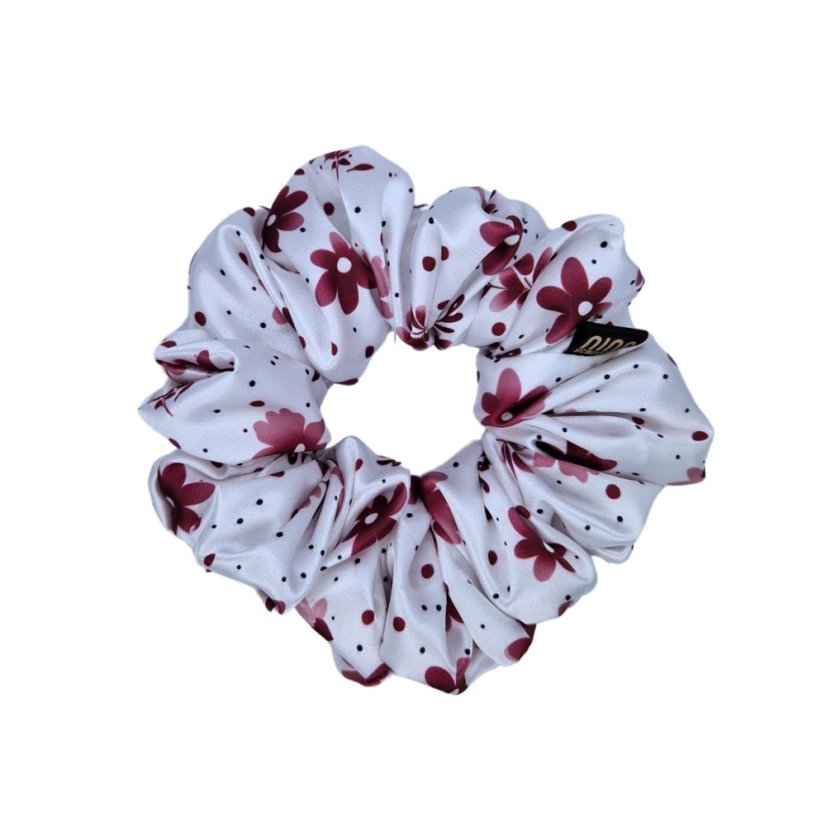 Saténová gumička do vlasov Velvet Flora - Veľkosť: S
