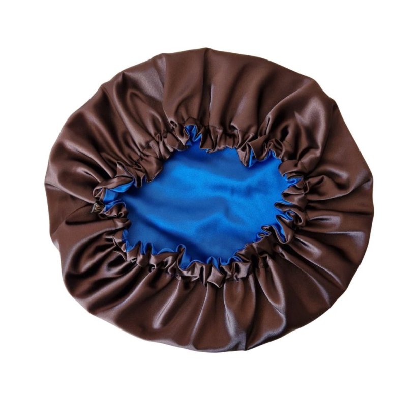 Satin bonnet BLUE - BROWN - Size: XL